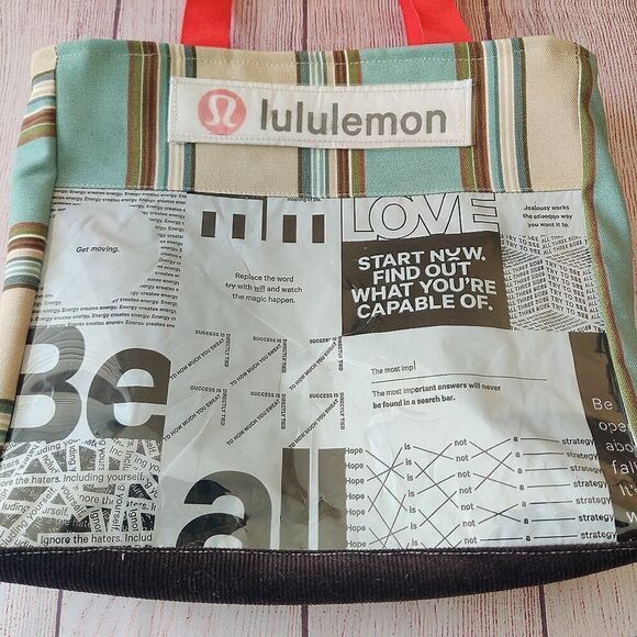 Lululemon striped one-of-a-kind upcycle handmade tote - Picture 3 of 8